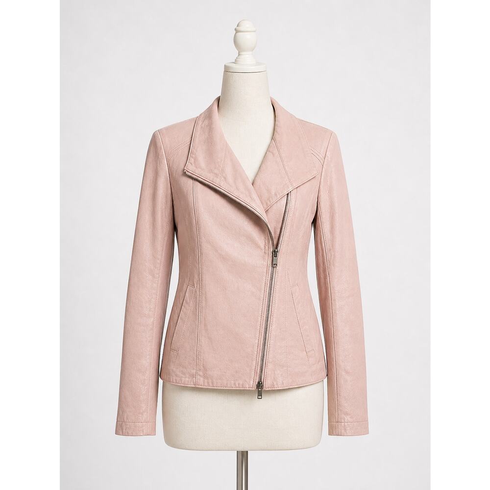 Anthropologie Ripley Pink Faux Leather Moto Jacket small ett:twa